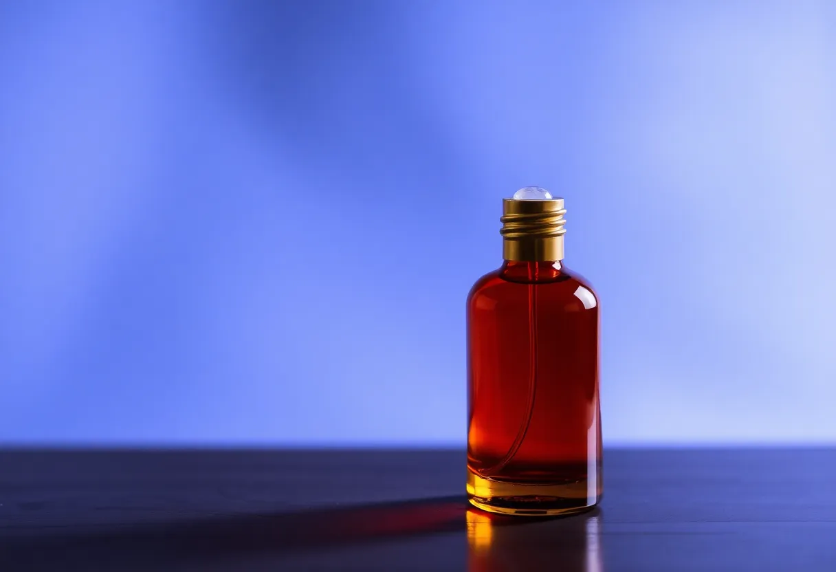 Amber colored luxury perfume bottle