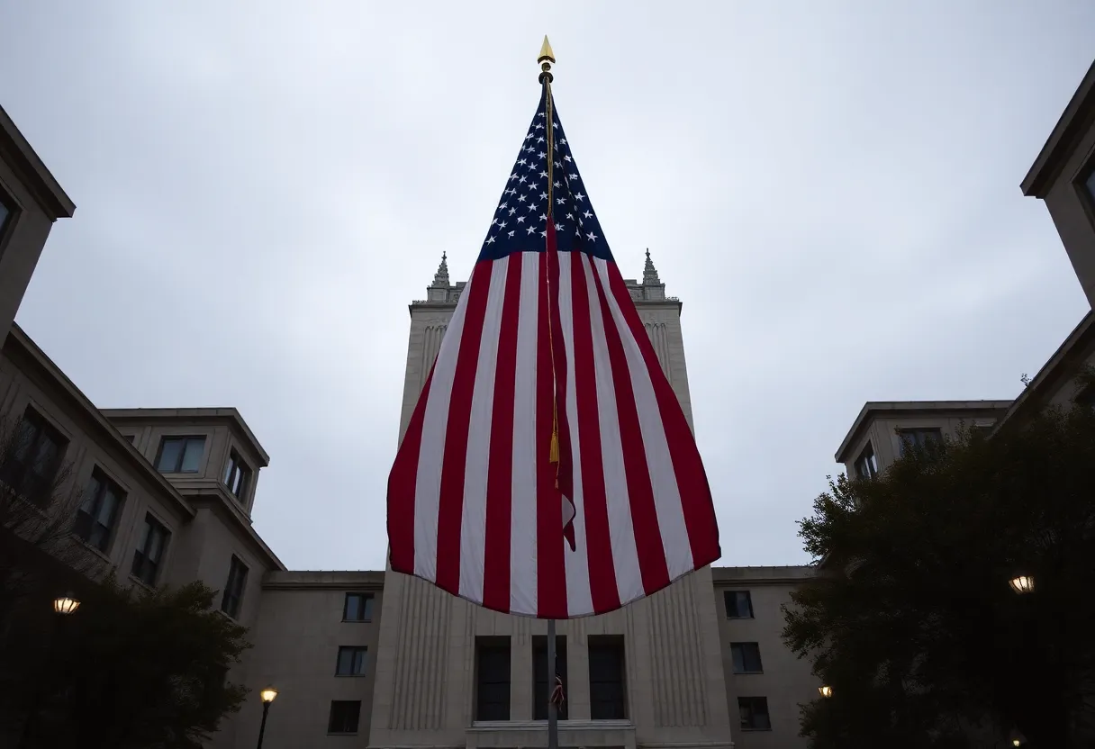 American flag centered
