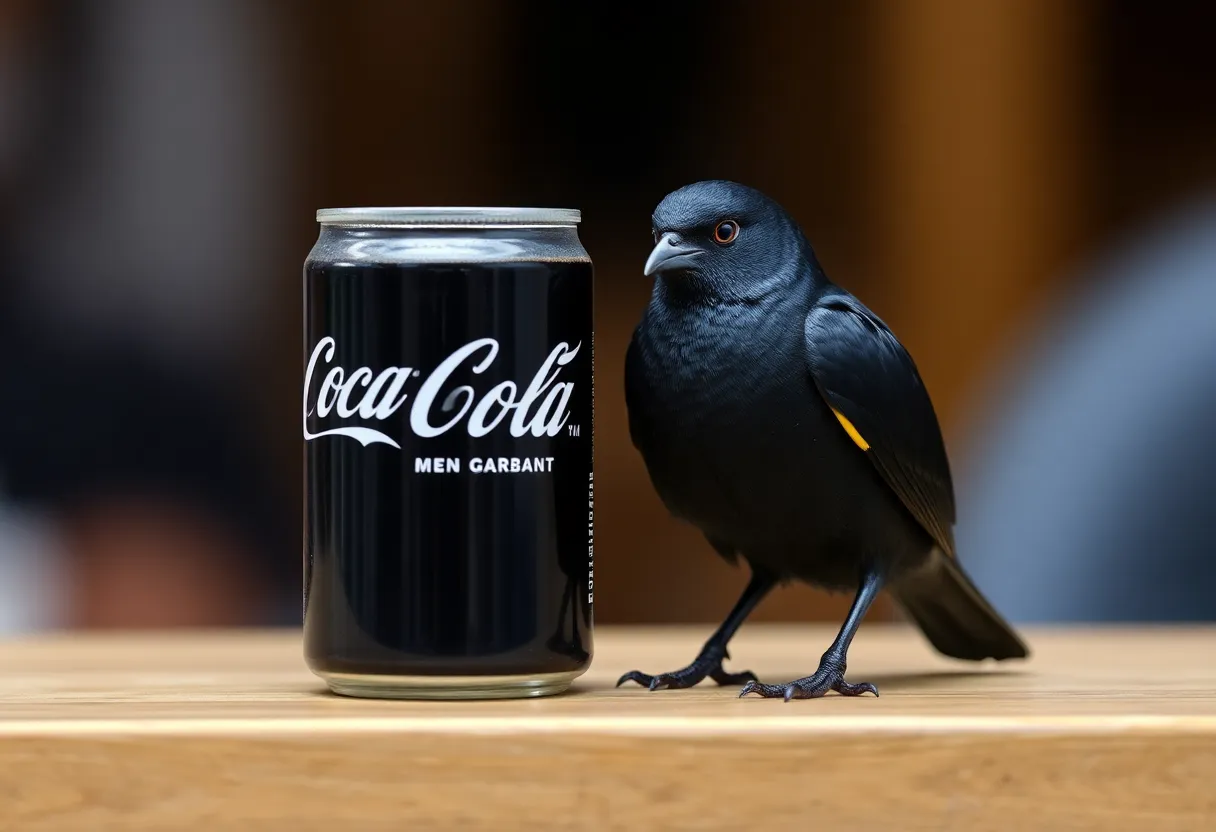 Big Black Coke bottle and Big Black Mandarin fruit side by side