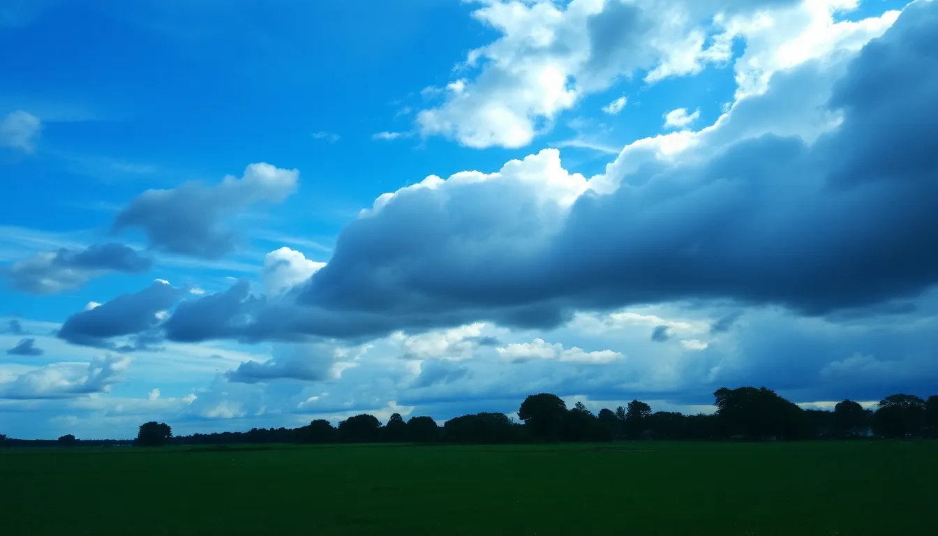 Blue skies with dark clouds