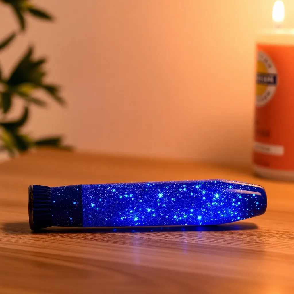 Blue sparkling dildo