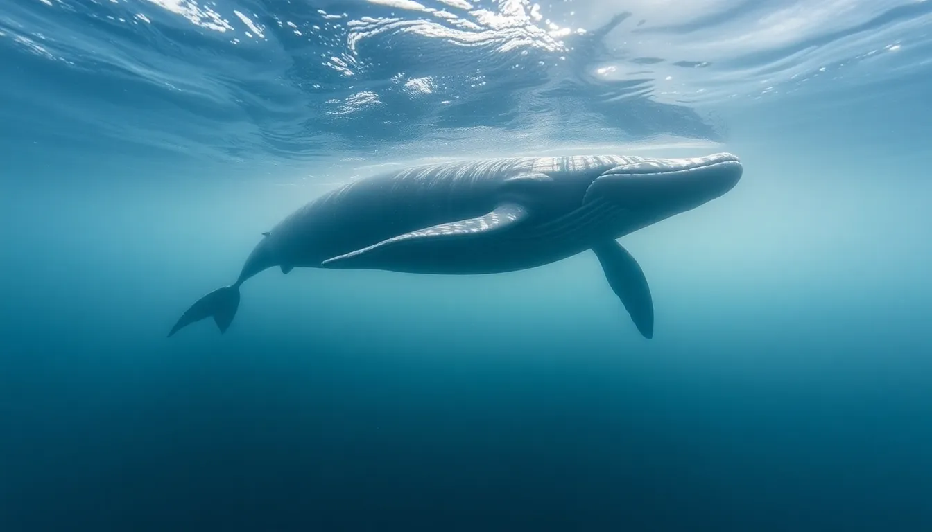 Blue whale swimming in the ocean