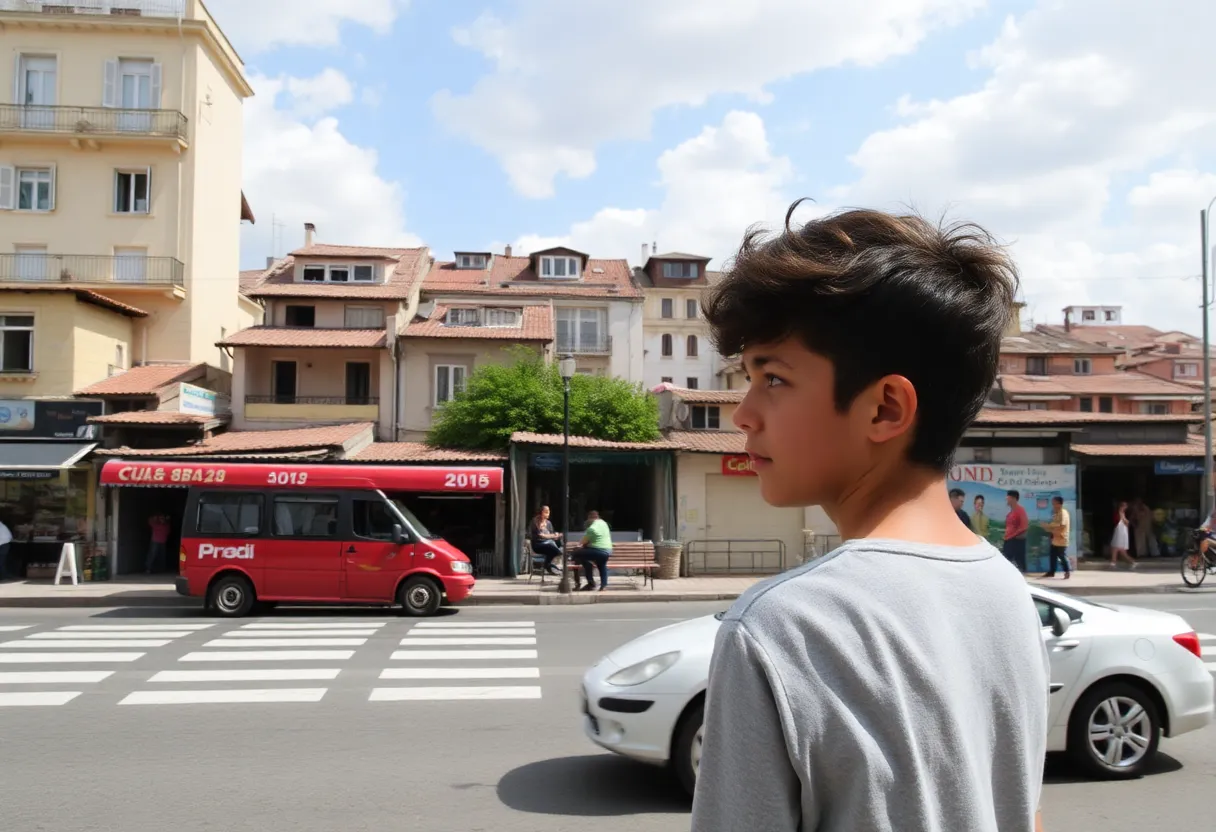 Boy with brown hair in the city of Västerås