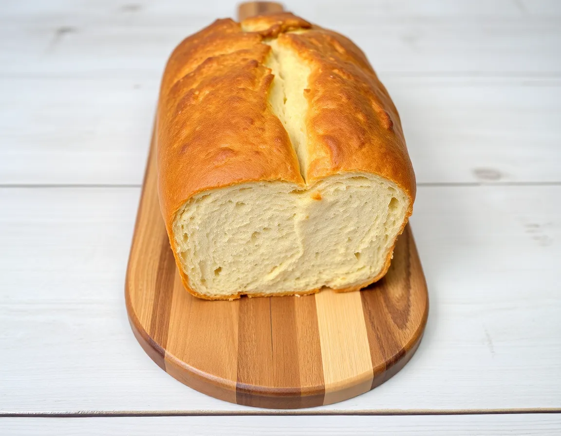 Bread loaf on wooden board