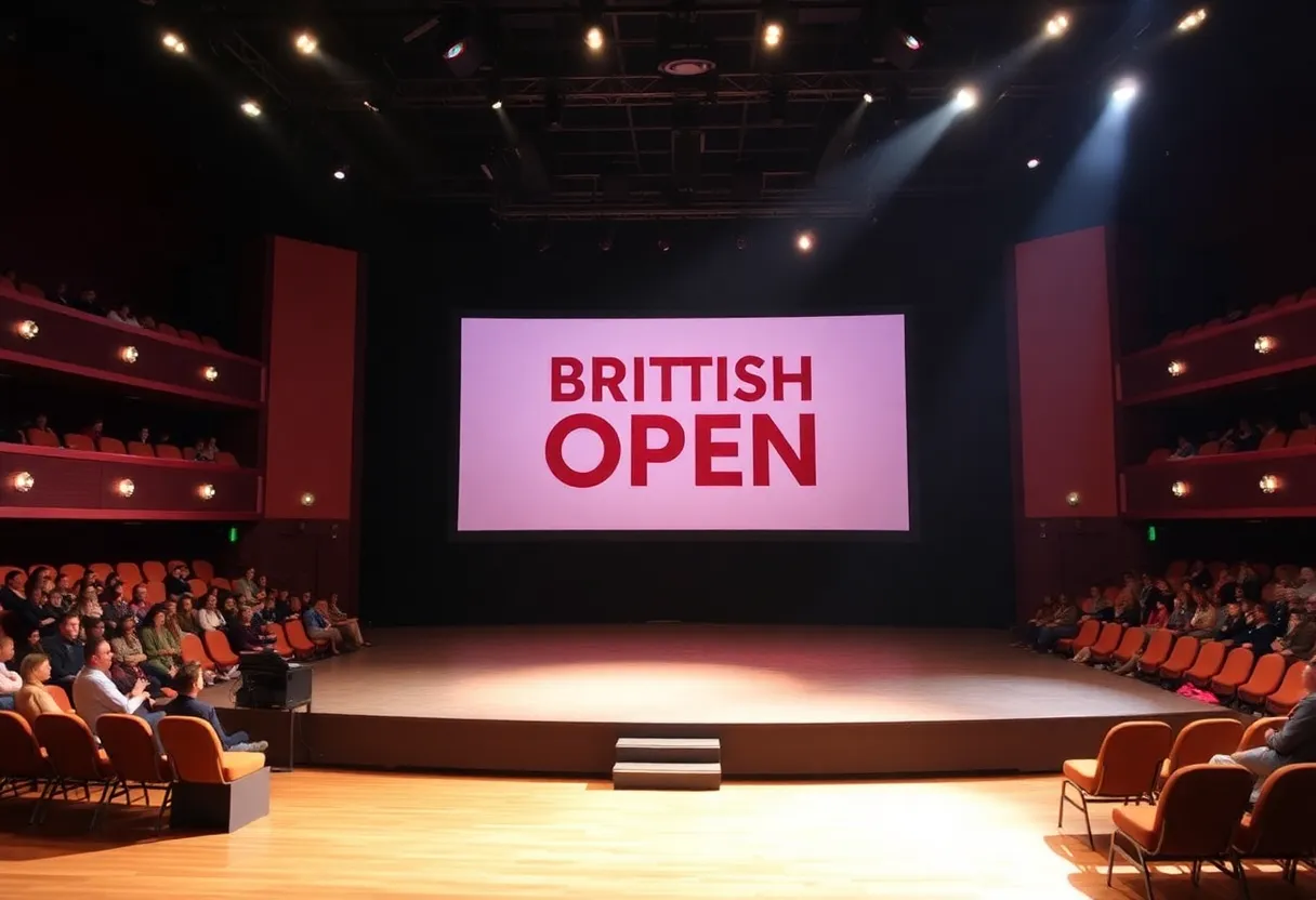 British Open Theater stage with warm lighting