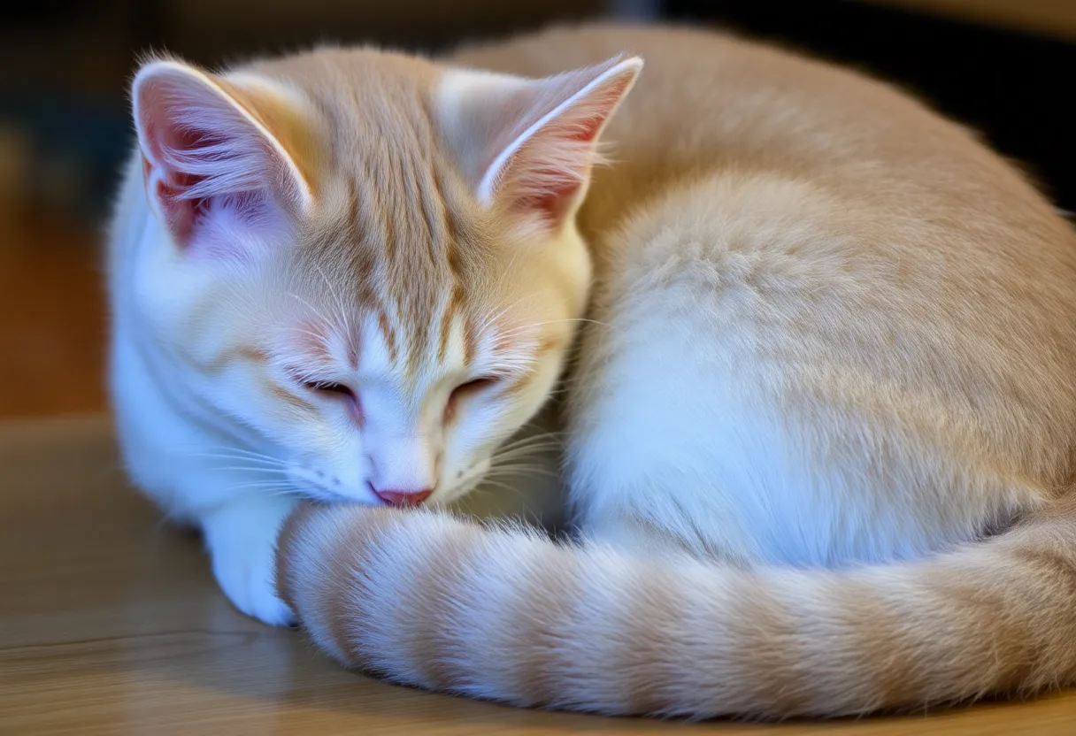 Cat curled up