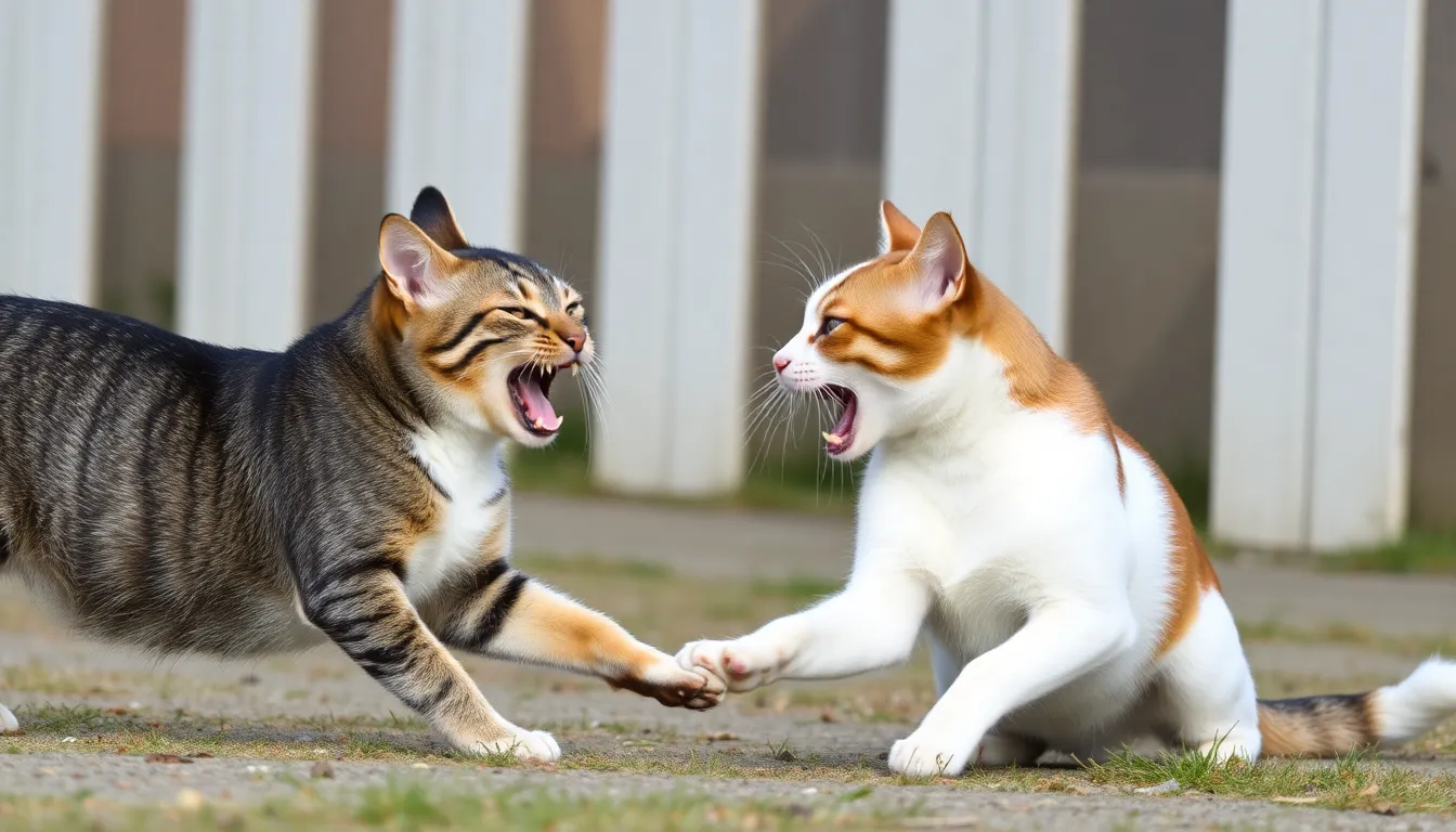 Cat fighting with dog
