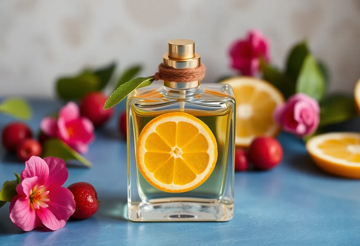 Citrus luxury perfume bottle with fresh design