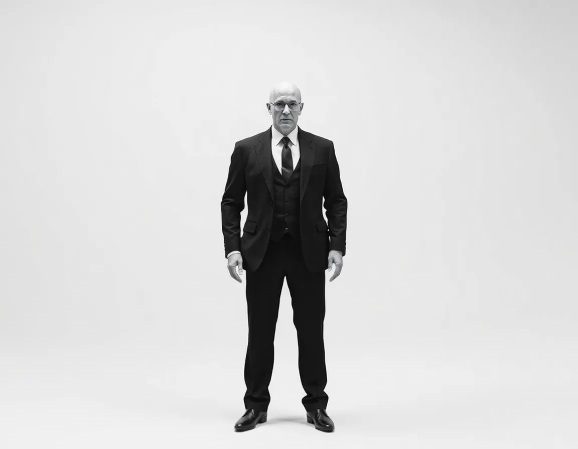 Epstein standing in a suit