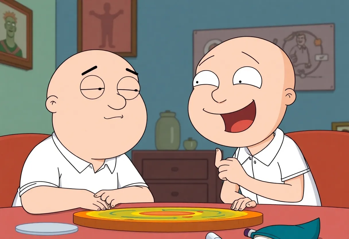 Peter and Stewie Griffin laughing