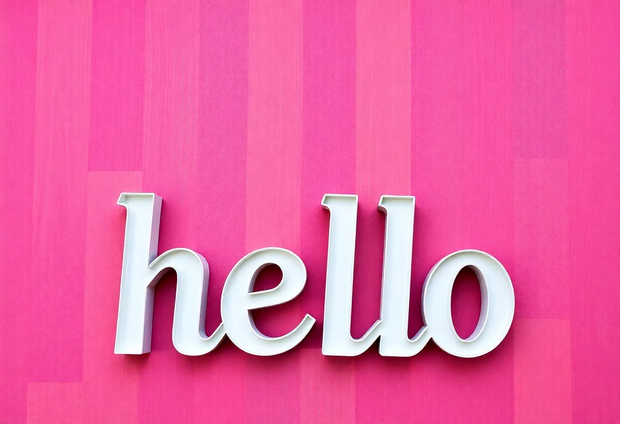 Hello text in stylized font