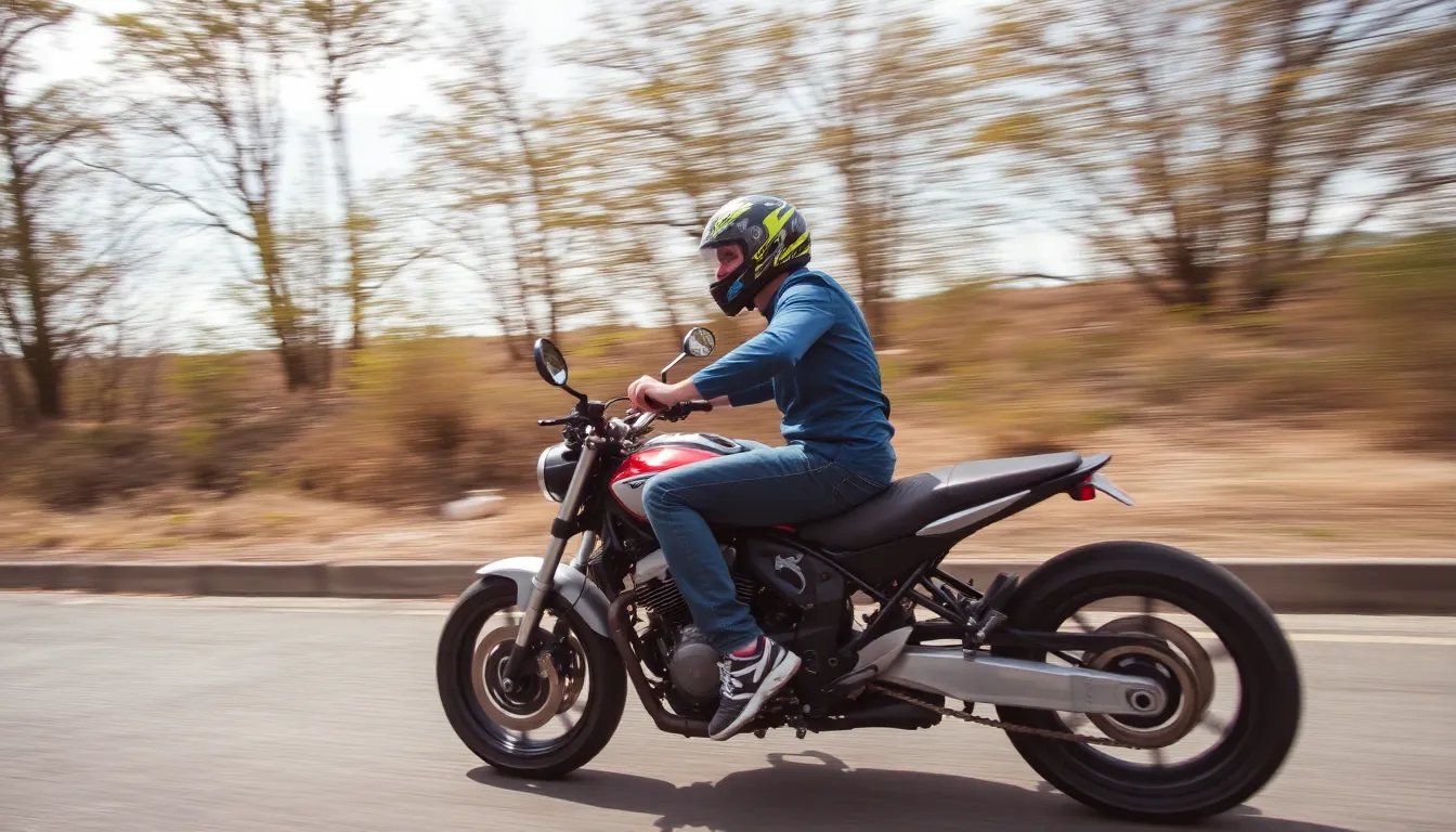 Jesse riding a motorcycle