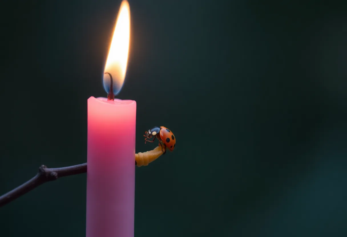 Ladybug and candle illustration