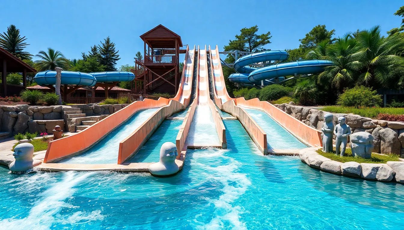Large slide with water