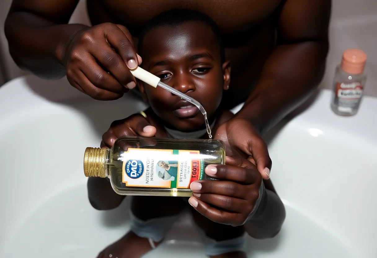 P. Diddy holding baby oil