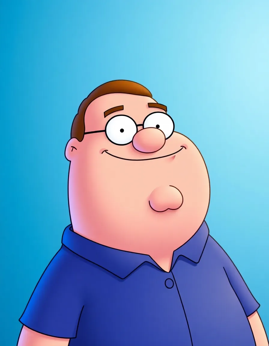 Peter Griffin on blue background