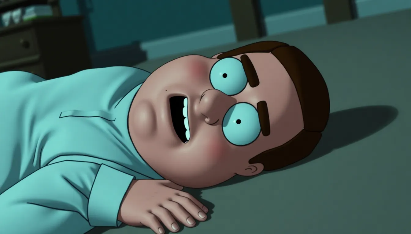 Peter Griffin laying on the floor saying he didn't fall for it