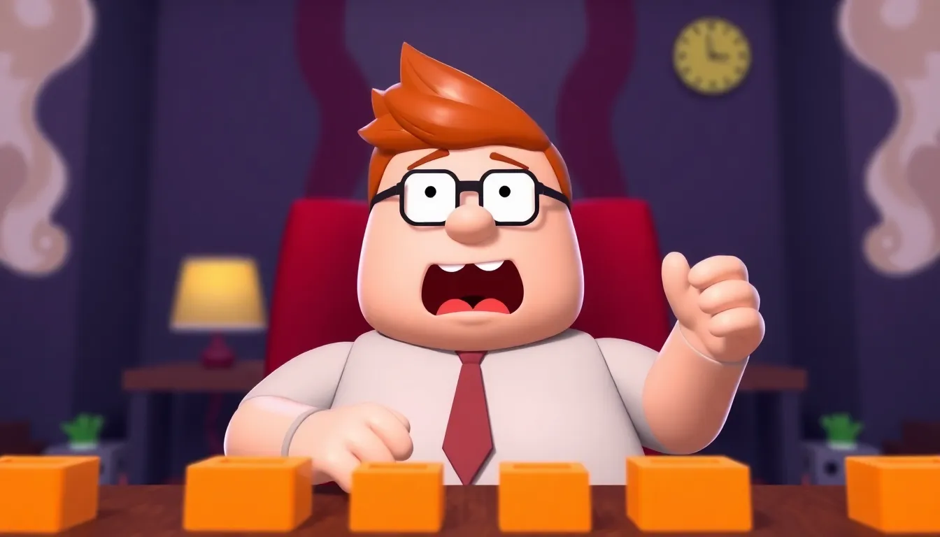 Peter Griffin playing Roblox on a computer