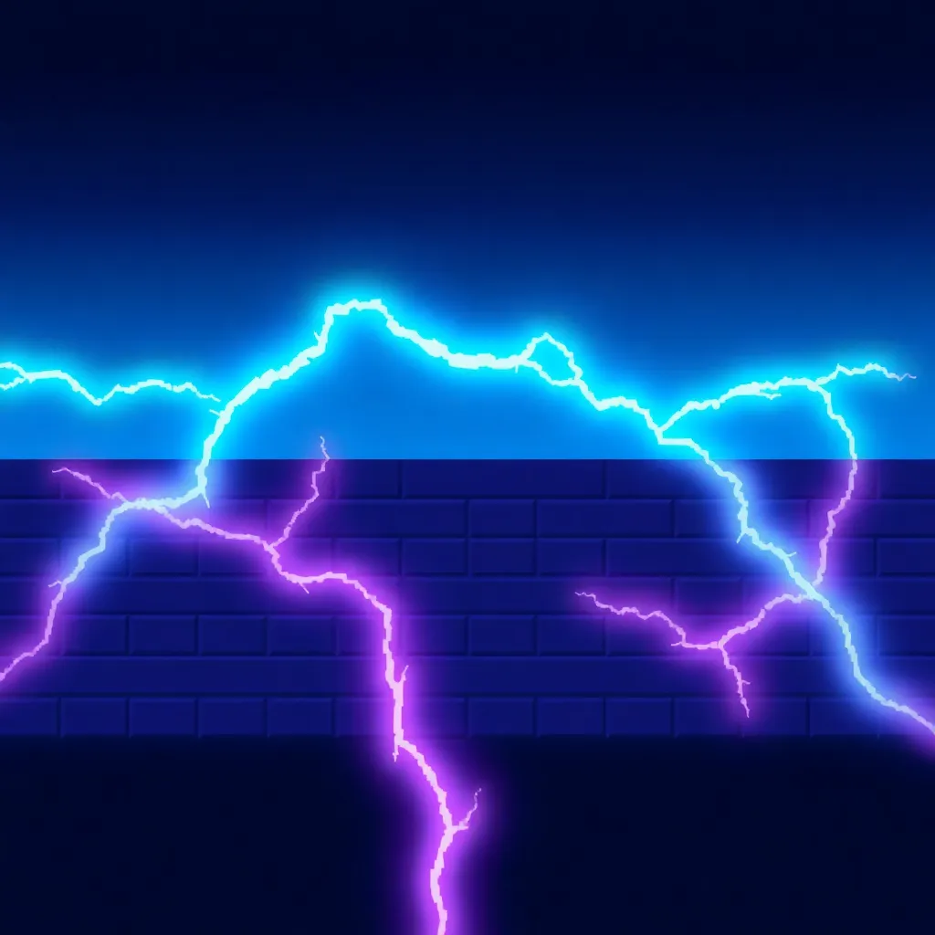 Pixel lightning neon blue icon