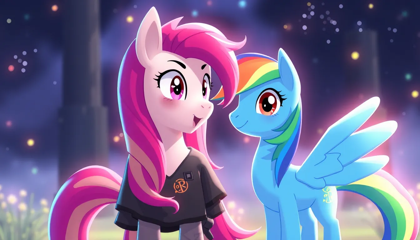 Ponyboy from The Outsiders and Rainbow Dash from My Little Pony speaking to each other in a metaverse