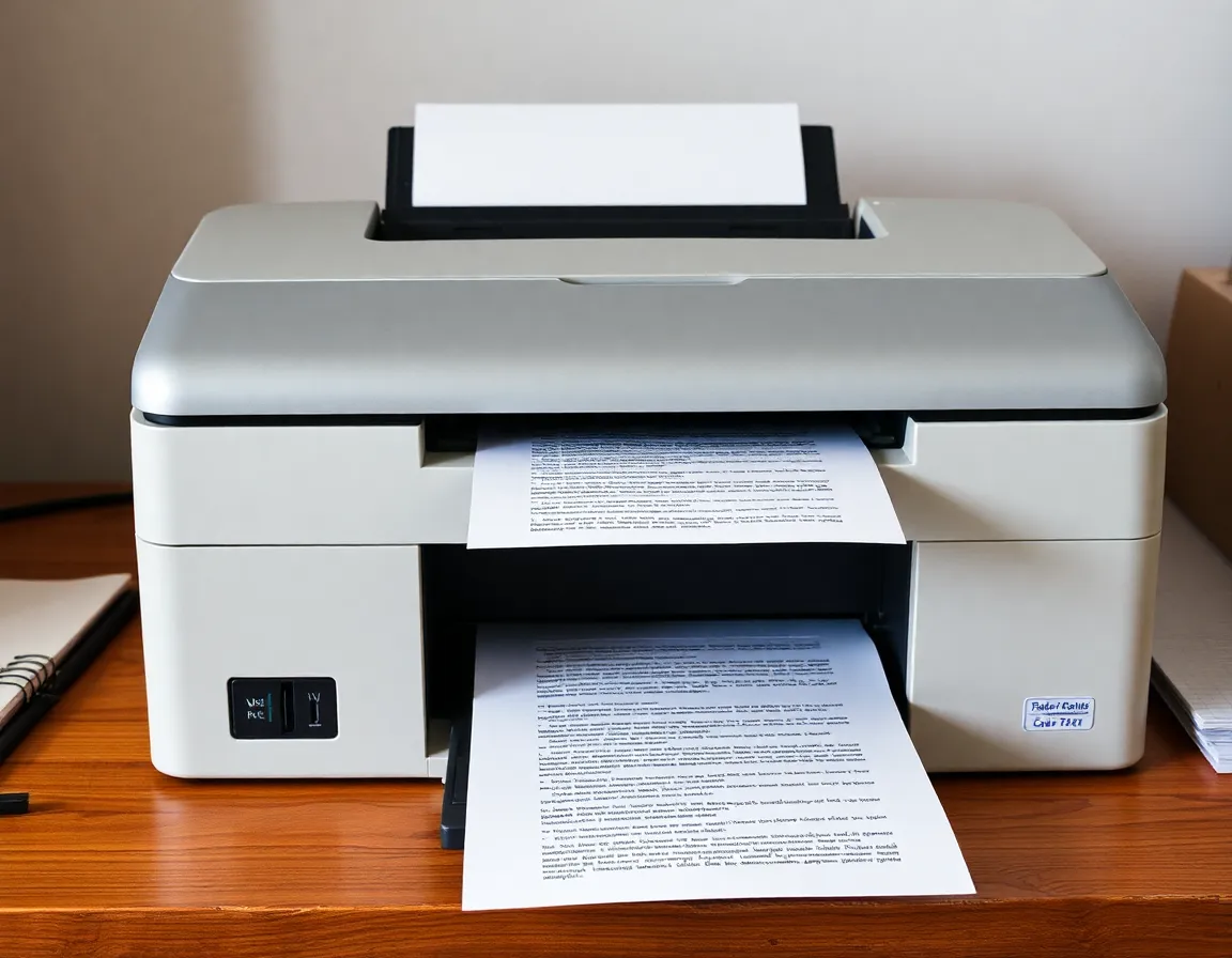 Printer with a paper written with Davide Simonatti