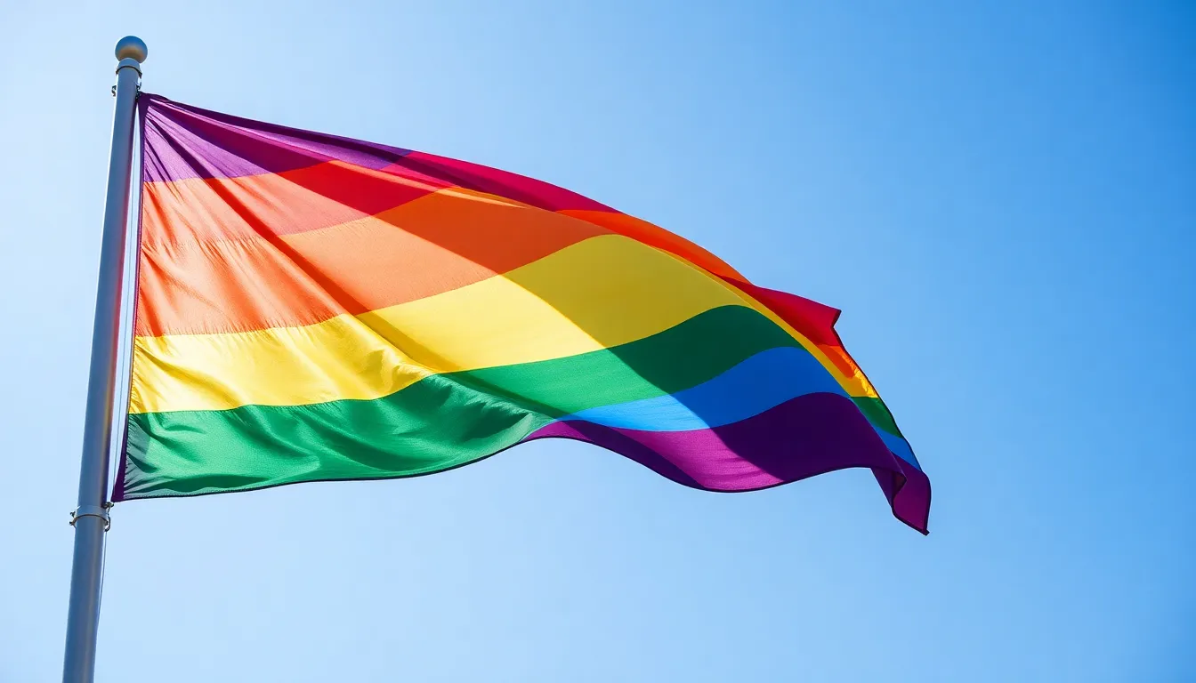 Rainbow pride flag waving