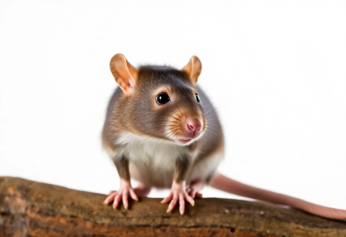 Rat on white background