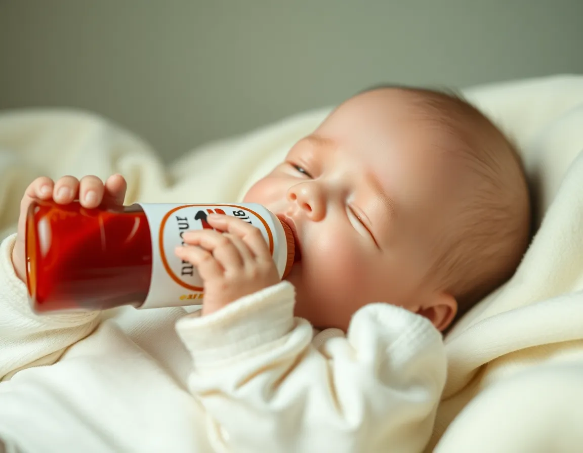 Reborn baby doll eating ketchup bottle named Aaliyah