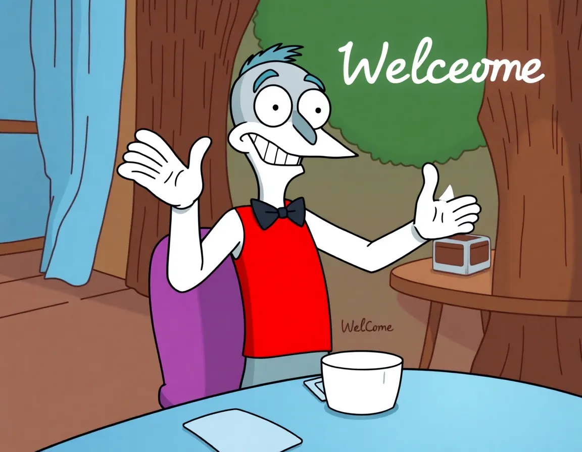 Roger from American Dad saying, oh, hello, my name is Roger, and welcome to 715-999-7483.com, where you can call this number anytime for 24 hours.