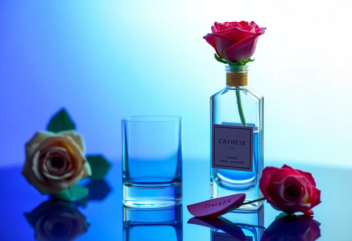 Luxury rose perfume bottle with delicate design