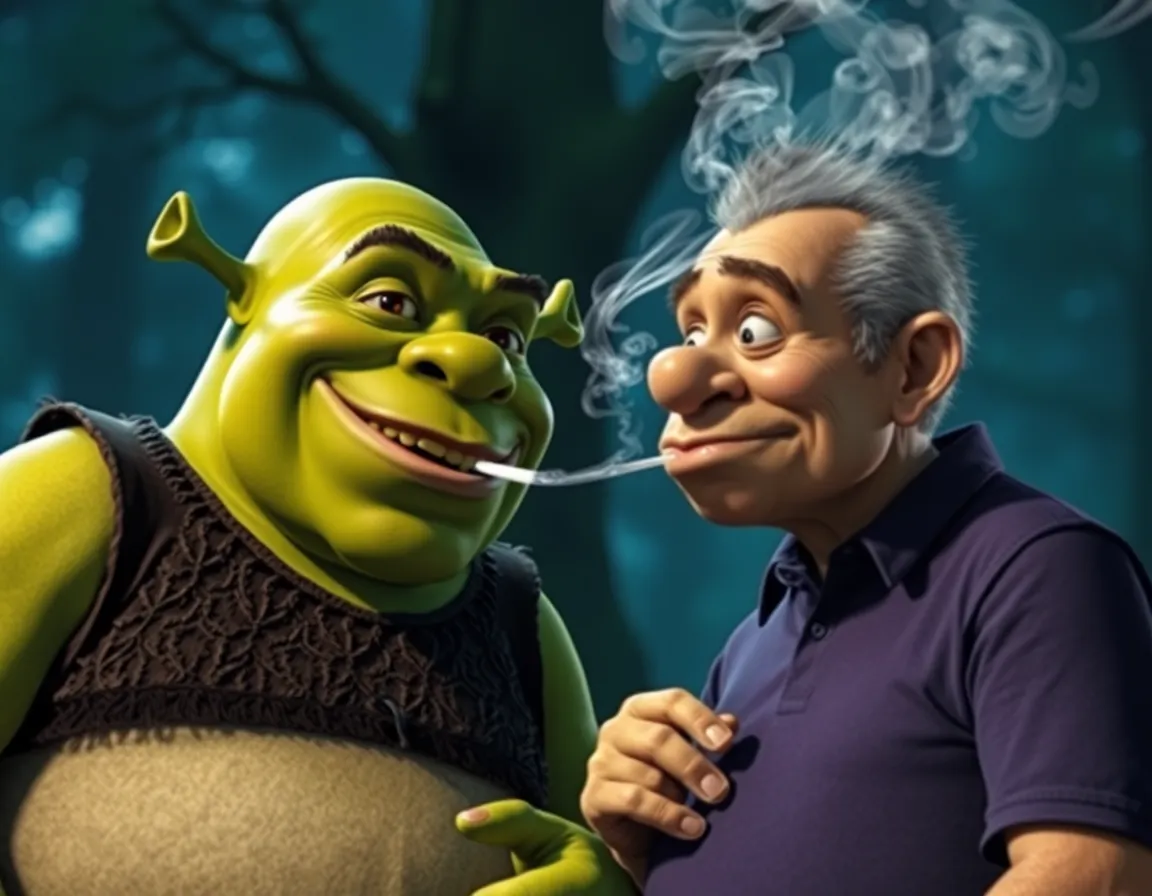 Shrek and Peter Griffith smoking weed together