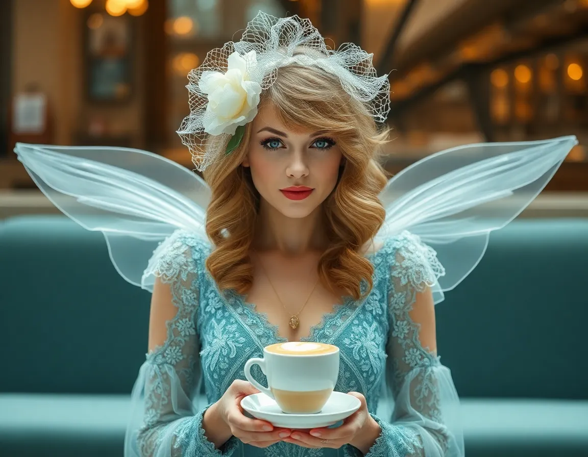 Taylor Swift with a ballerina cappuccino